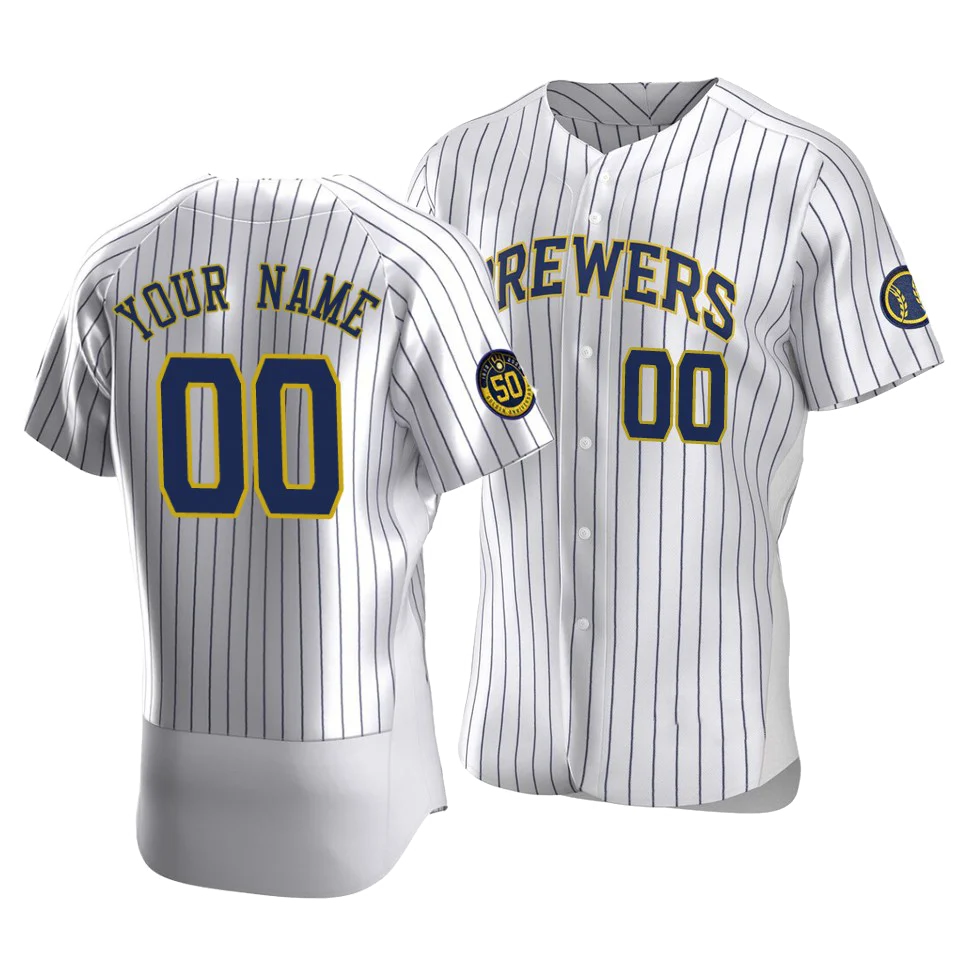 Milwaukee Brewers Baseball Jersey SGA Off White Home New Sleeve Logo Youth  Mediu