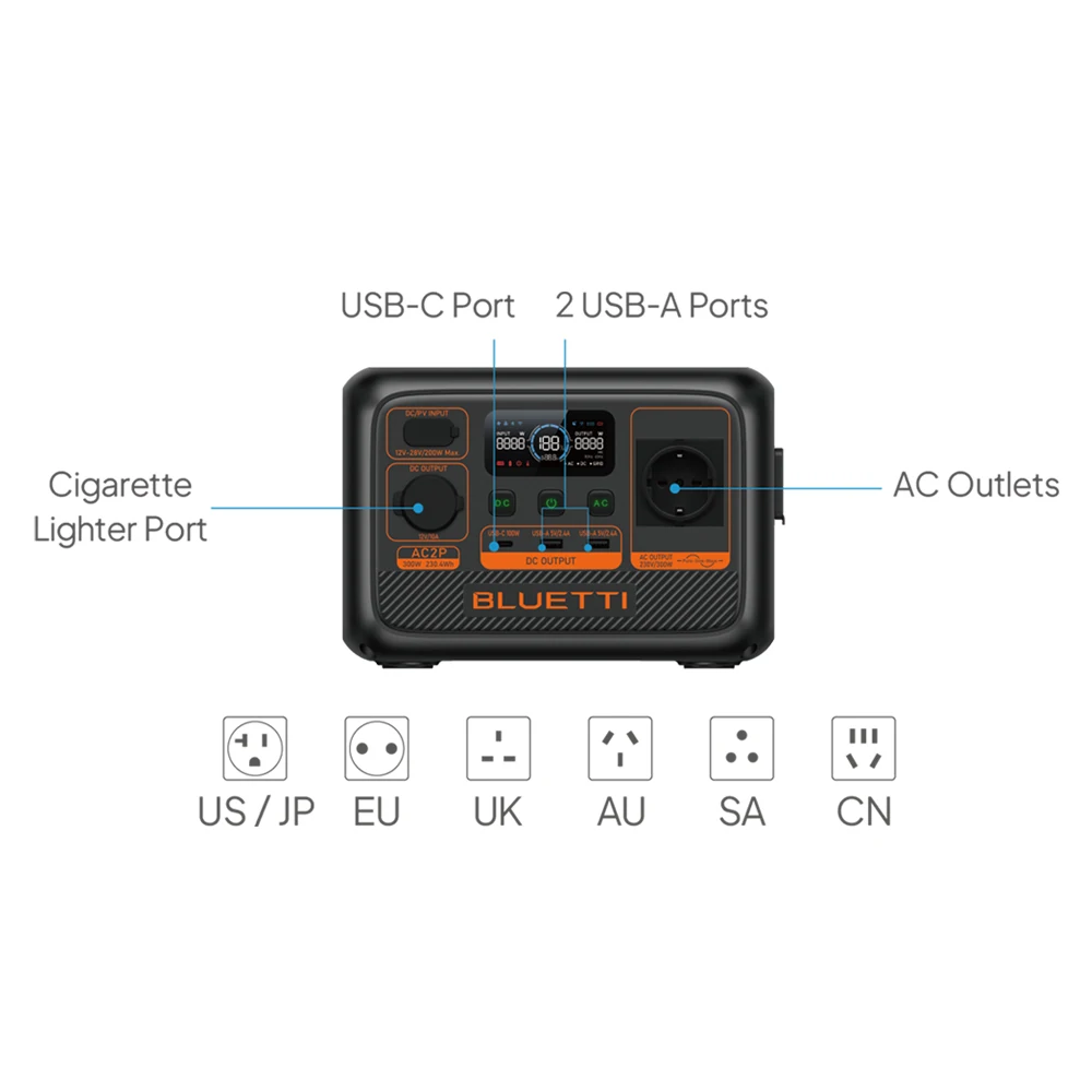 Bluetti AC2P Off Grid Solar Power Generator Solar Power Station 12v Lifepo4 Battery