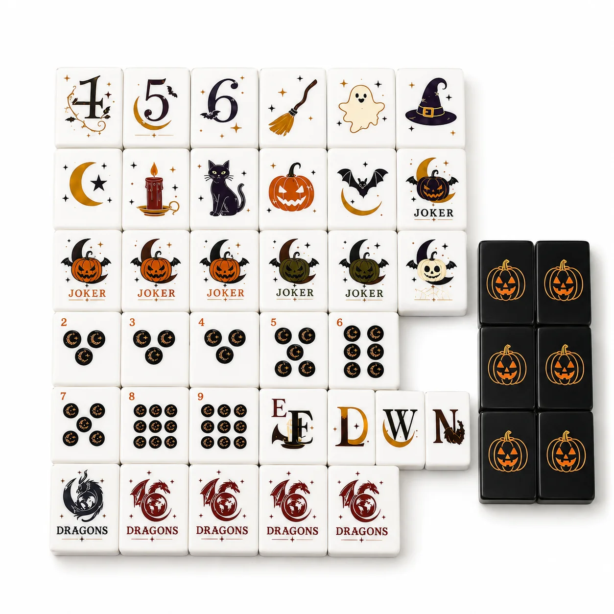 Three-Layer Black Gold Glossy Polished Acrylic Mahjong Set Halloween Waterproof Portable Four-Player Entertainment Board Game