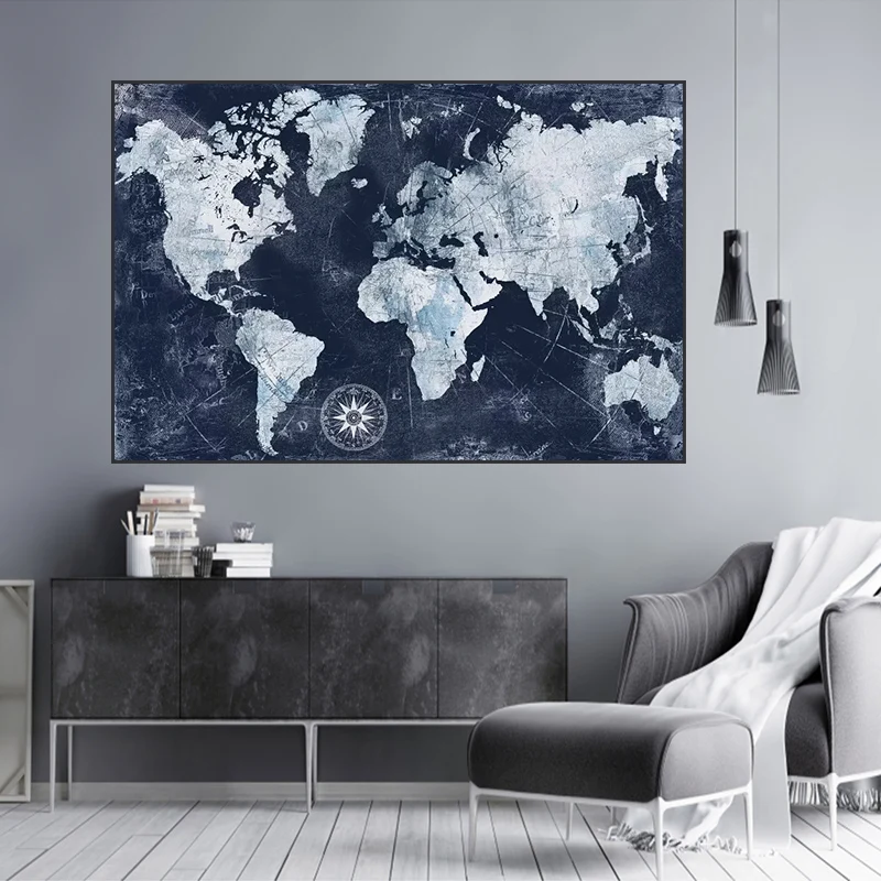 Vintage World Map Canvas Painting Printing Poster Earth Wall Pictures for Living Room Modern Nordic Decoration Art Home Decor