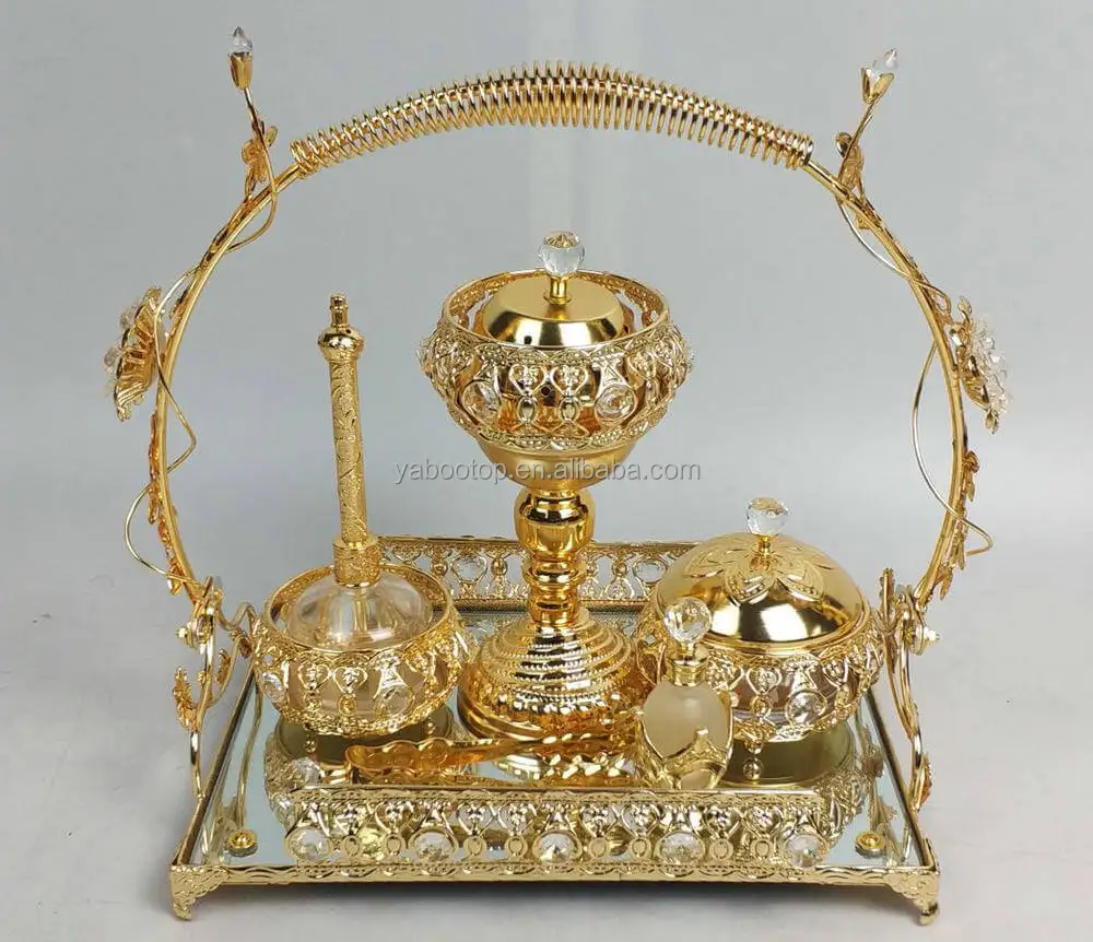 Luxury Gold Plate Waste Bin With Tissue Box Set For Hotel Home Use