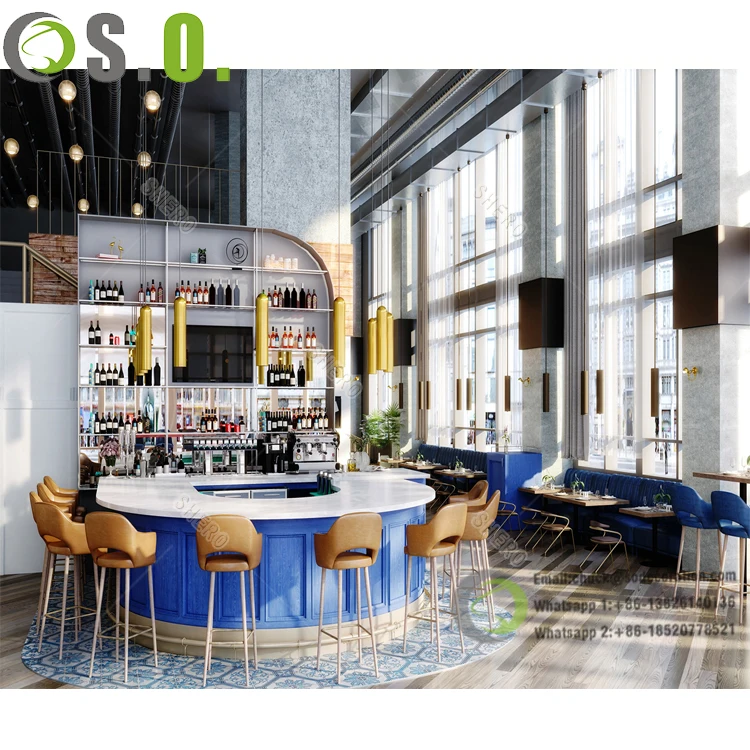 Custom Trendy Coffee Shop Bar Interior Design for Restaurants