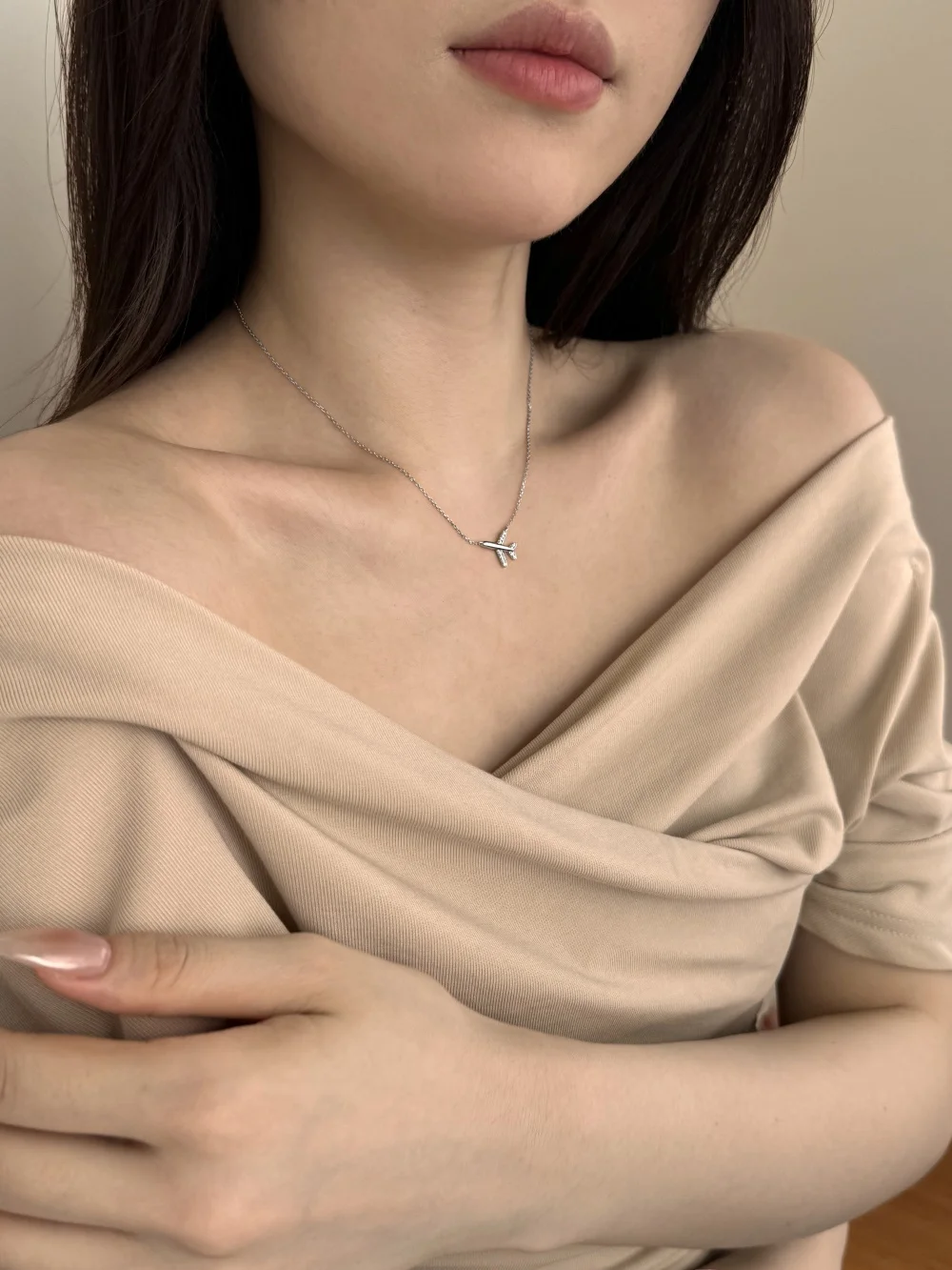 KAKODIY Luxury Matte 925 Sterling Silver 18K Gold Plated Necklace Chain Fine Jewelry Aircraft Pendant Women's Necklace detail 2