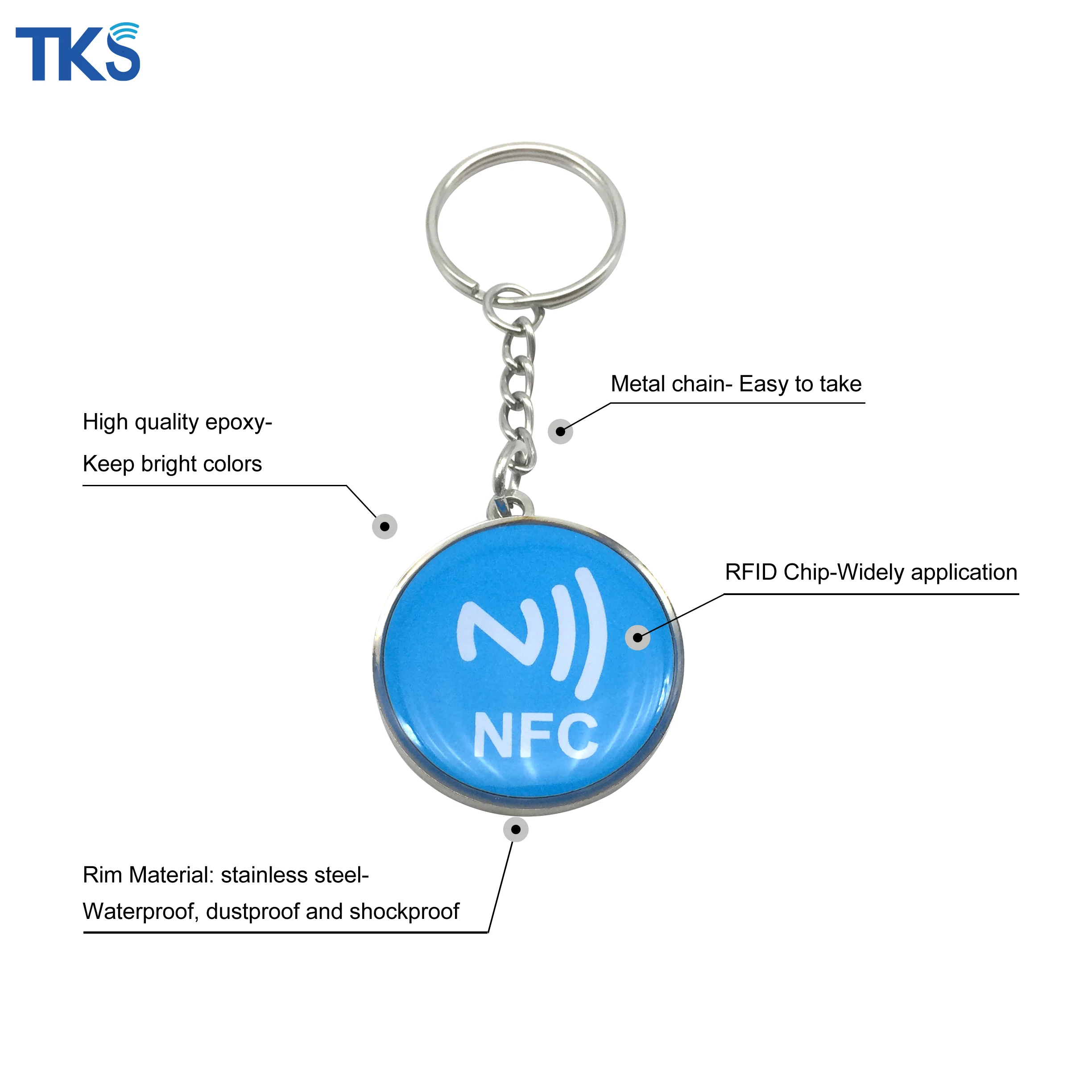 Metal Epoxy Ntag213 Key Chain Tag