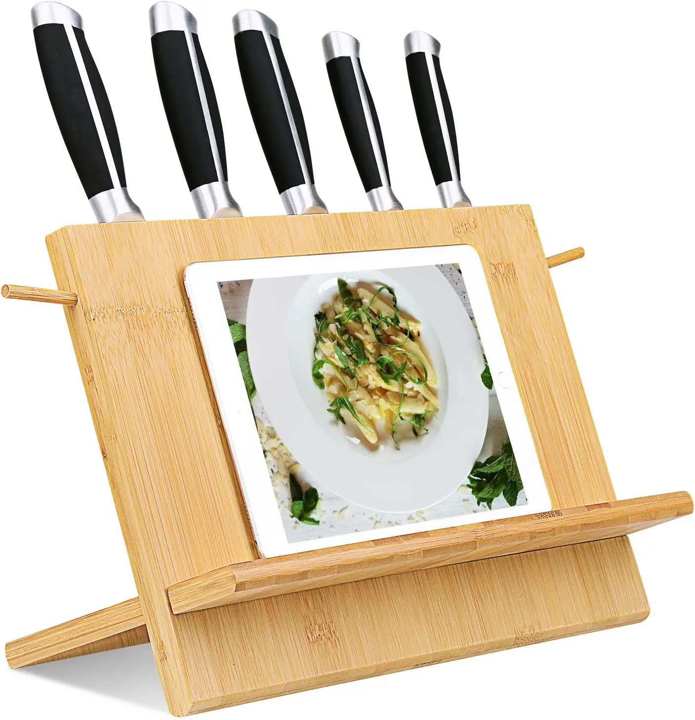 Bamboo Knife Rack Large Magnetic Knife Block Wider Magnetic Knife Holder with Double Side Strong Magnetic