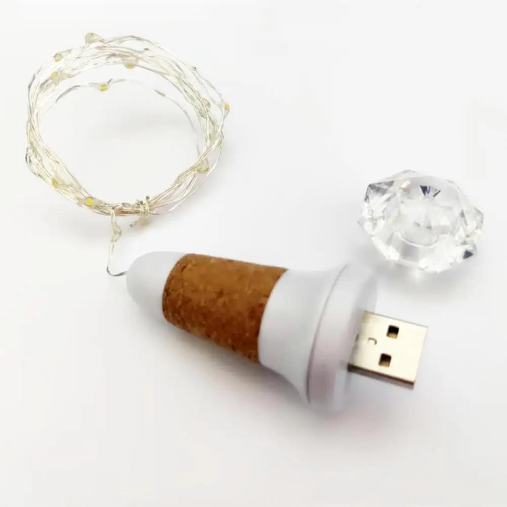 Cork Usb Led String Bottle of 15 LED Cork Lights with Diamond Shaped Cover Fairy Cork Stopper Light for Wine Bottles DIY Party