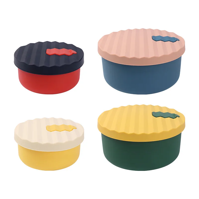 New Children's Silicone Lunch Box Shatter-Resistant Fresh-Keeping Bowl for Soup Fruit Vegetable Storage Food-Grade Easy-Carry