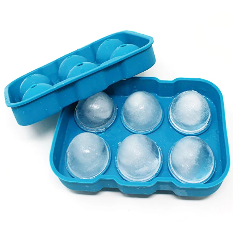 6 Cells Silicone Ice Cube Trays round ball sphere Ice Cream Mould Tools