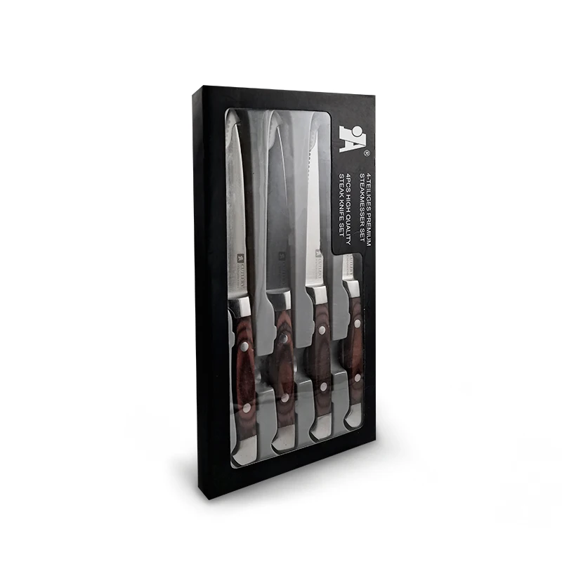 Trending Products Kitchen Steak Knives Serrated Stainless Steel Wooden