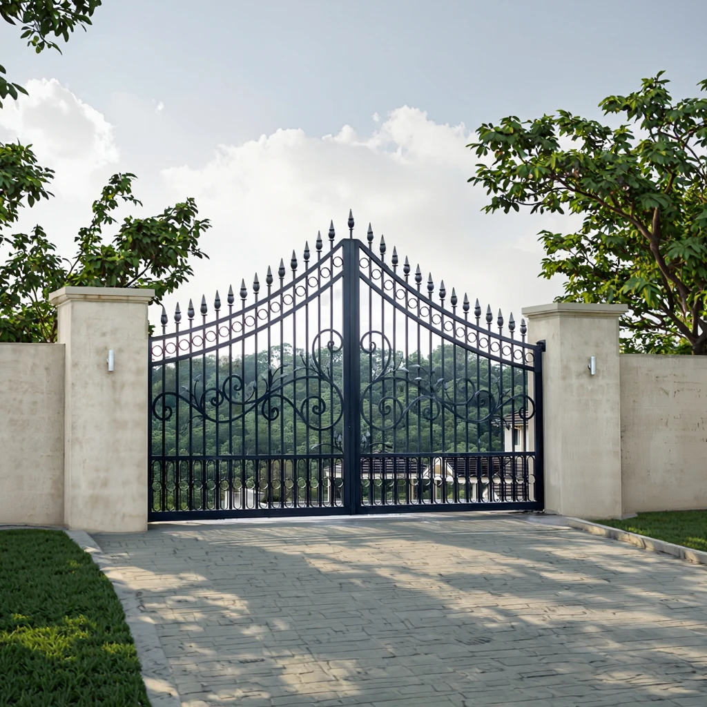 Luxury Wrought Iron Automatic Driveway Swing Main Gate Sliding Gate Design for Villas in California
