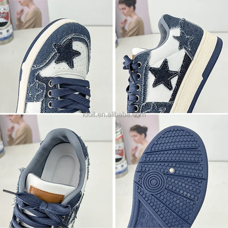 Idoit Frayed Trim Canvas Sneakers For Women Designer Shoes Hip Hop Girl