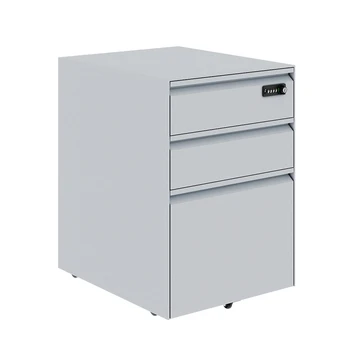 Two 4 Drawer Flat Blue 304 Stainless Steel Lock Drawer File Cabinet Office Furniture