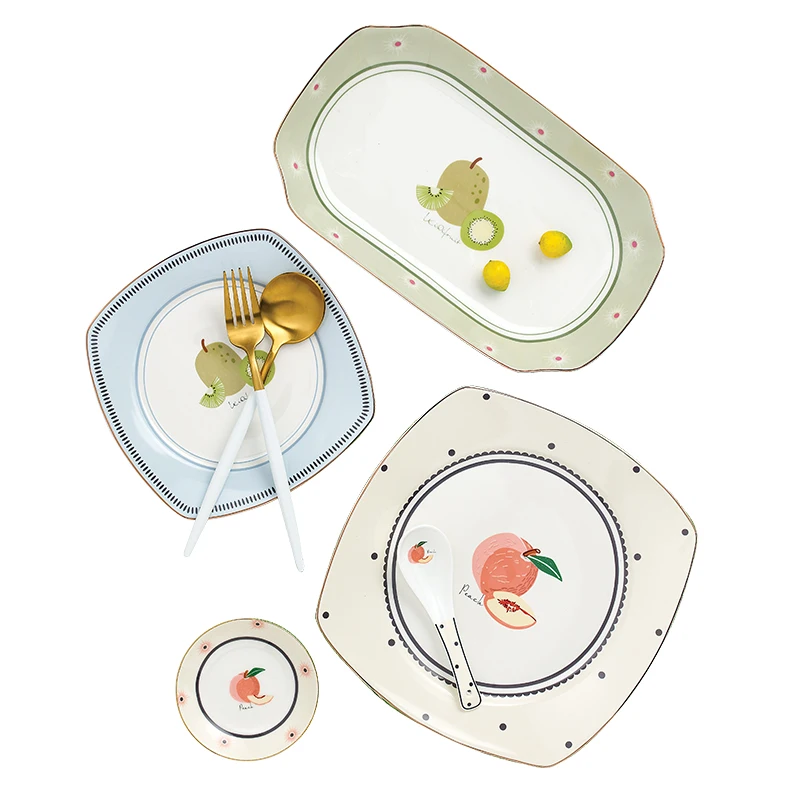 new bone china dinner set with Simple design fruit simple summer design