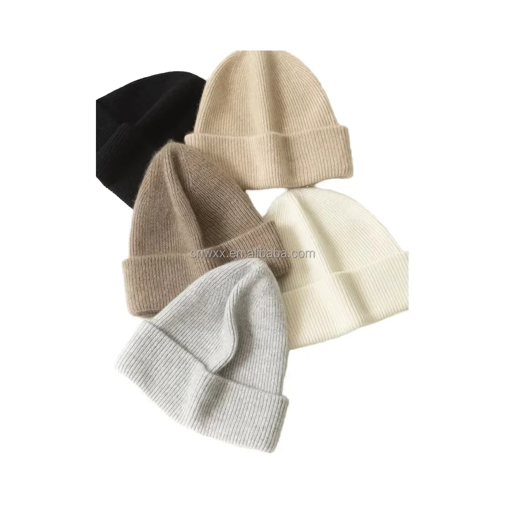 High Quality 100% Cashmere Knitted Hat for Women and Men Casual Beanie Hat Thicken Cap Winter Soft Warm Cashmere Caps Unisex