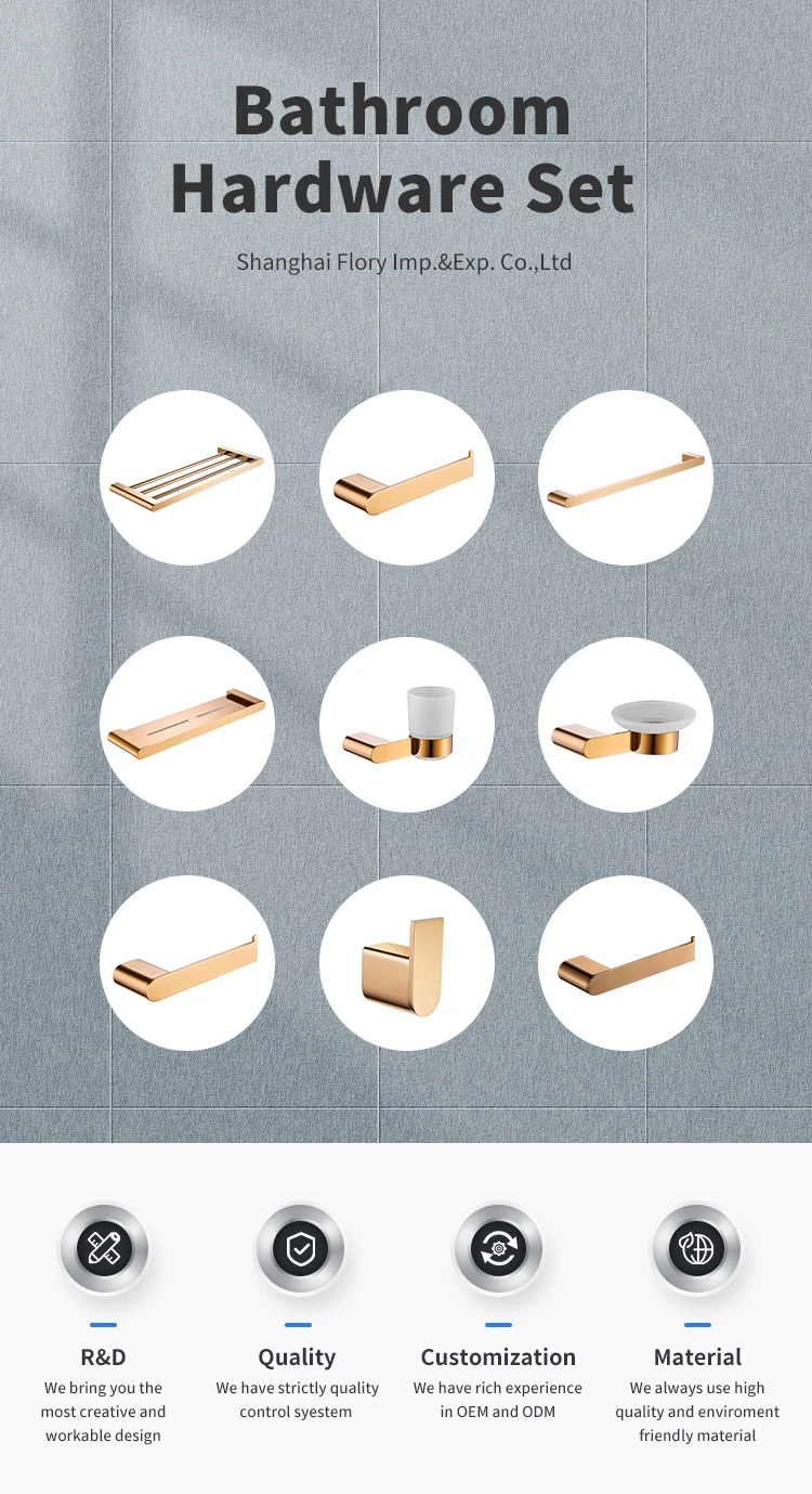 304 Stainless Steel Modern Luxury Brushed Matte Black Gold Hotel Bathroom Bath Accessories