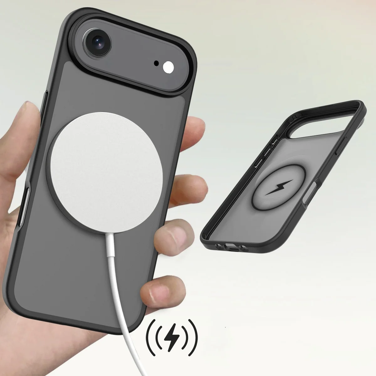 product laudtec anti drop protective cover silver matte large hole skin magnetic phone case with wireless charging for iphone 17 air-4