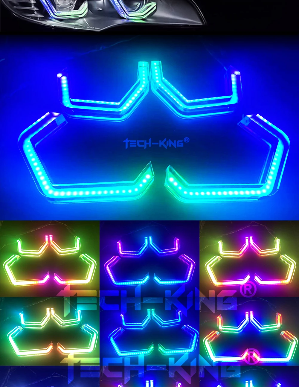 Car RGBW Chasing Iconic LED Angel Eye M4 for E90 F30 Car Lights Decoration Acrylic 3D LED Angel Marker Eye Control