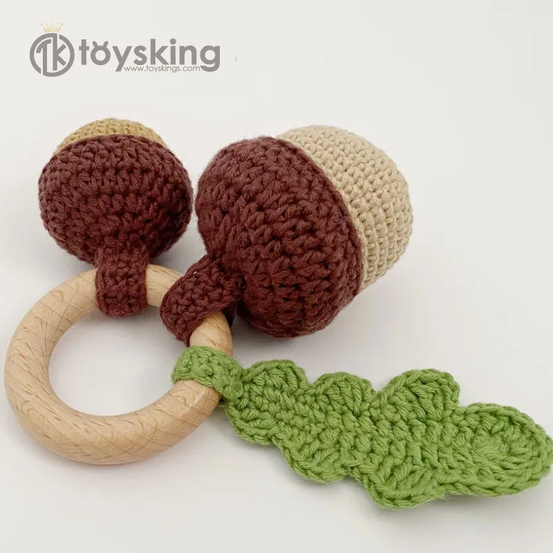 Eikels Amigurumi Baby Rammelaar Val Gehaakte Baby Bijtring