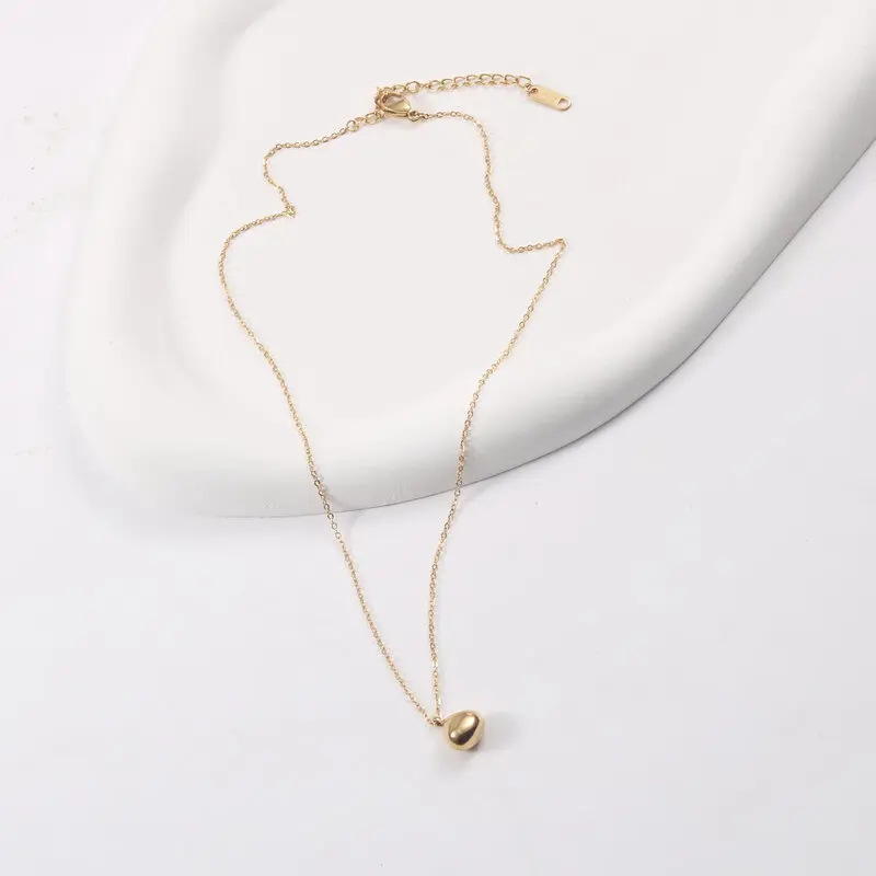 Joolim 18k Gold Plated Jewelry Flat Water Drop Pendant Dainty Chain