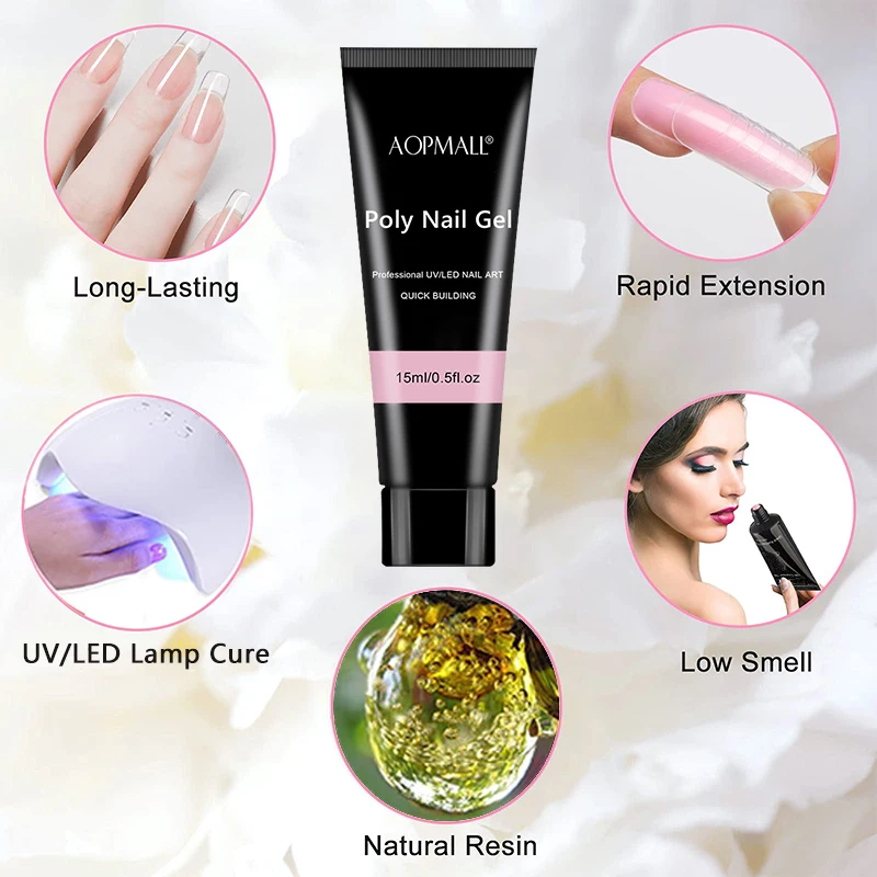 Китайский поставщик AOPMALL, профессиональный прозрачный акриловый порошковый Цветущий гель для ногтей, полигель для ногтей