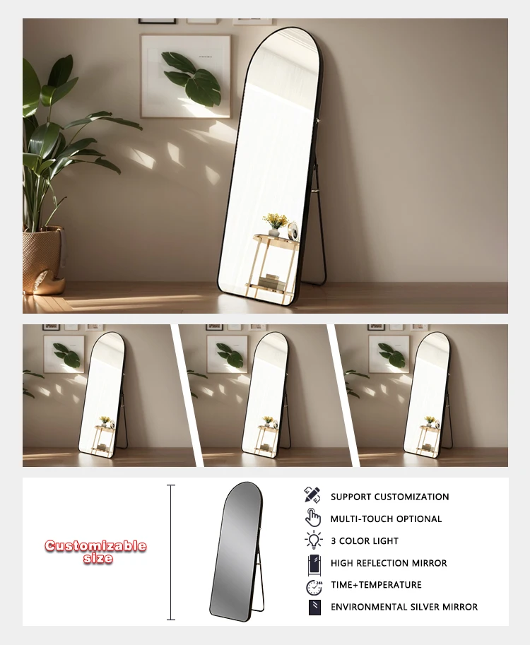 product modern european arched aluminum alloy frame floor mirror full length mirror bedroom mirror for home decor-7