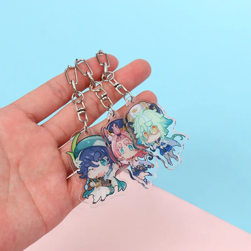 Cosplayer Introduction Character Keychain Cosplay Keychain Badges - Genshin Impact Anime Accessories