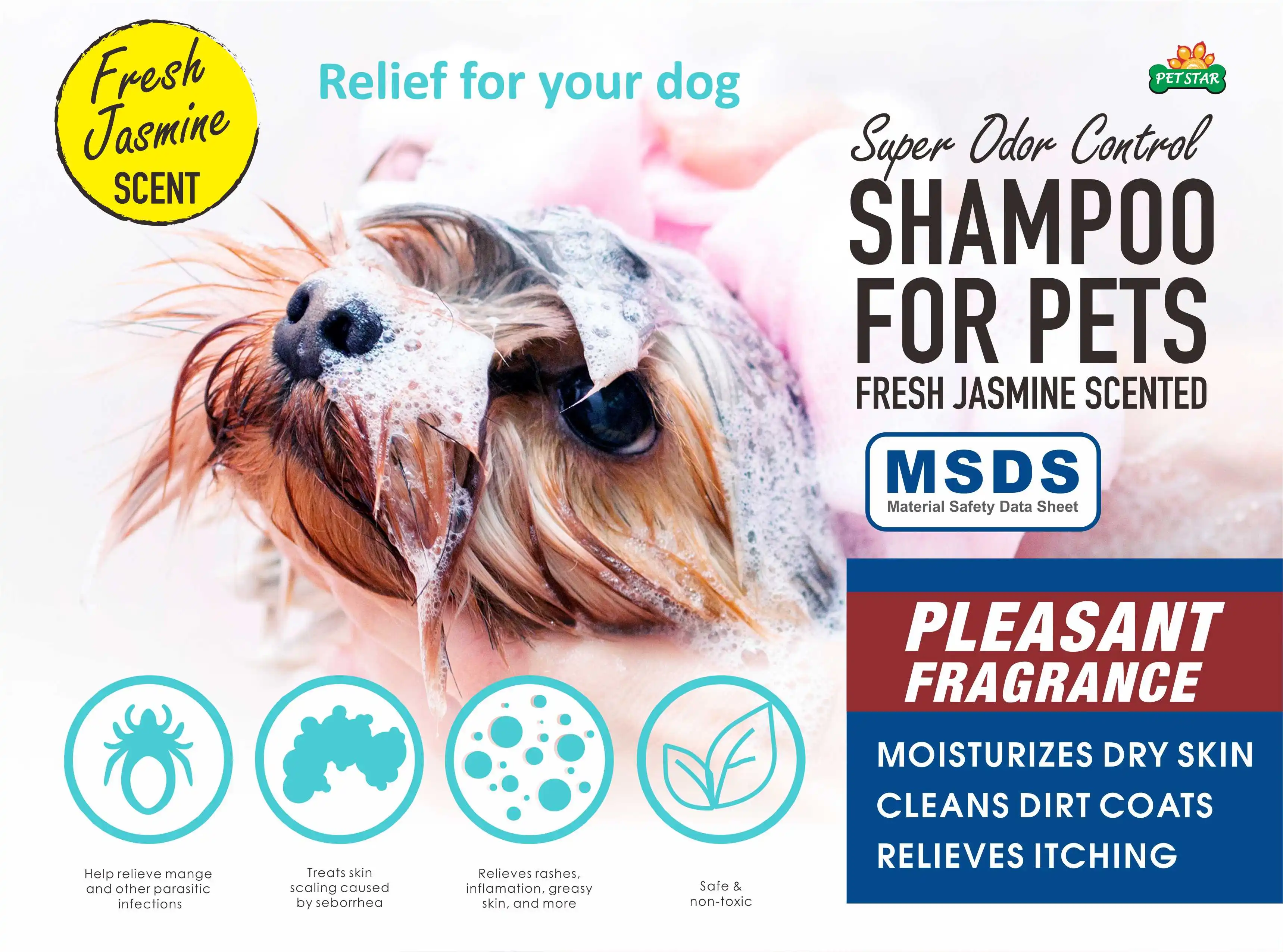 Jasmine Scented Super Odor Control Msds Certified All Natural Organic Pet Shampoo Dog