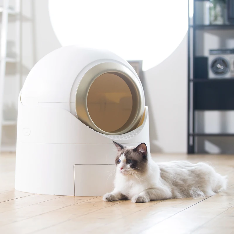 Oem Accepted Luxury Large Round Enclosed Semi Automatic Cat Litter Box ...