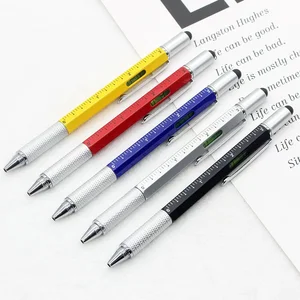 P4800 Custom Ballpoint Pen 6 in 1 Wholesale Ballpoint Pen with Screwdriver Level Calipers Promotional Office Custom Ballpen