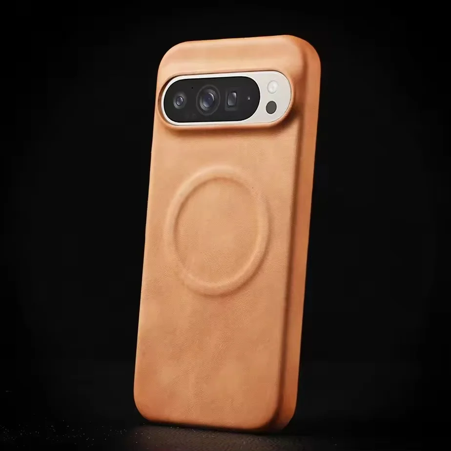 Бизнес-чехол из кожи с магнитным беспроводным зарядным устройством, тактильные ощущения как у кожи, ударопрочный матовый чехол для мобильного телефона Google Pixel 9 Pro XL и Pixel 8A