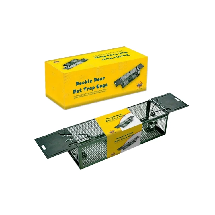 Humane Automatic Double Doors Wire Mesh Metal Live Chipmunk Mouse Rodent Rat Trap Cage Big Type for House Garden