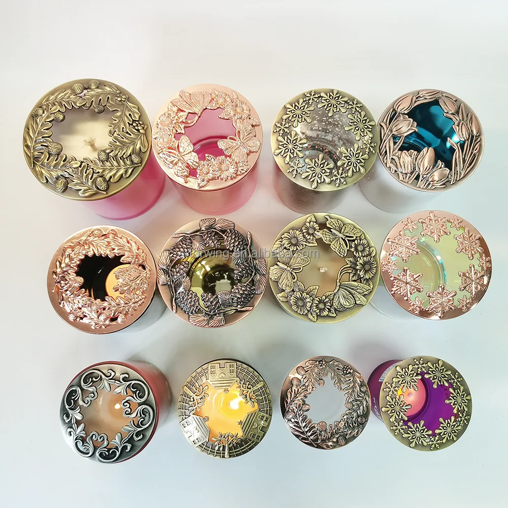 Metal Hollow Candle Topper Cover Glass Scented Candle Jar Zinc Alloy Candle Lids Topper Buy