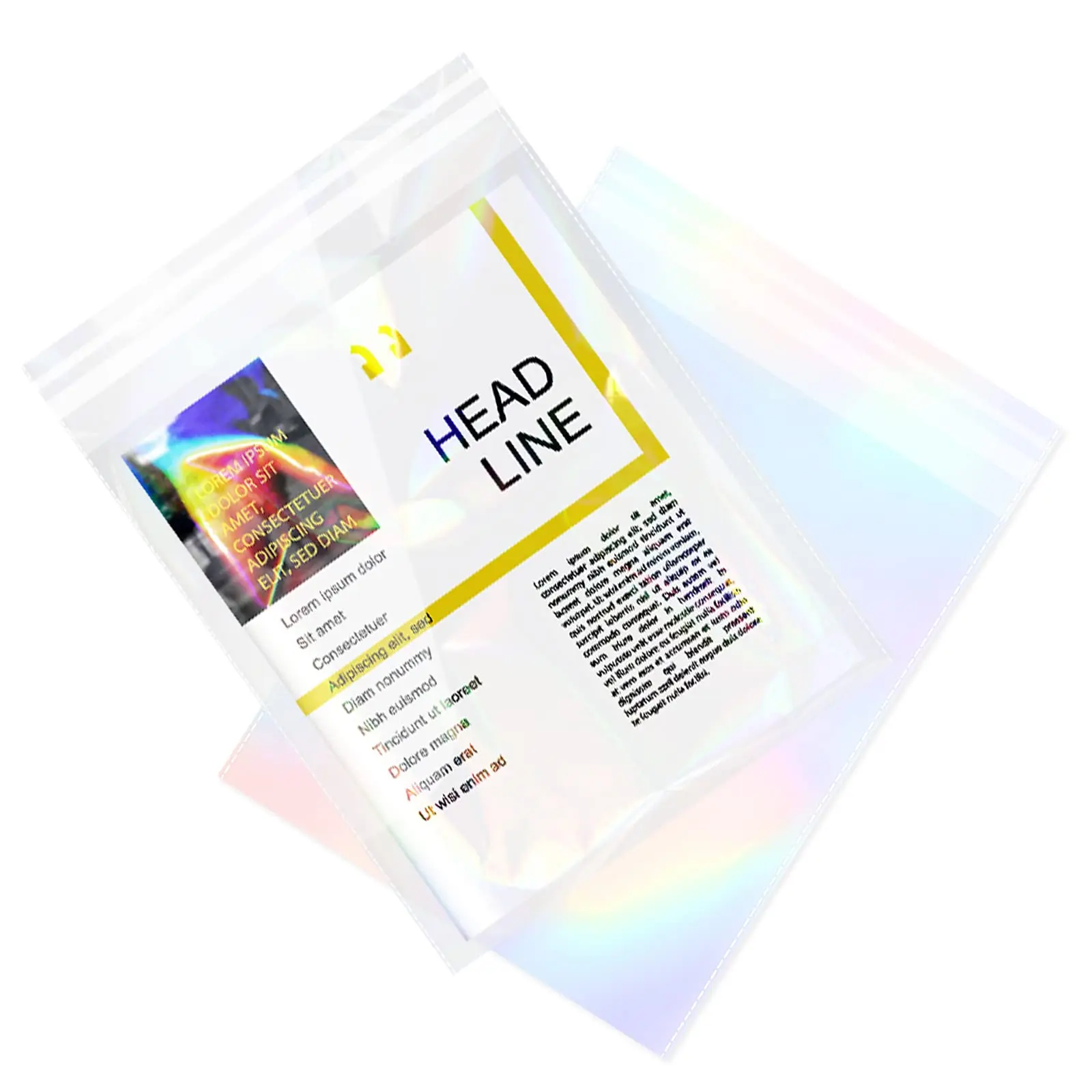 Custom Iridescent Holographic Resealable Self Seal Food Clothes Gift