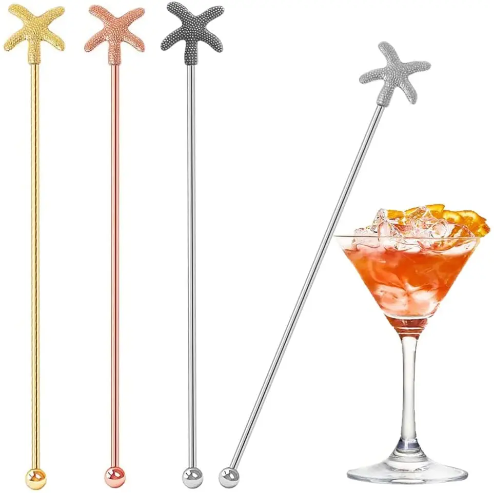 10pcs Swizzle Sticks Metal - Stainless Steel Mixing Cocktail