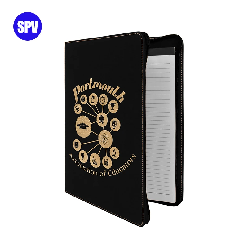 Business Planner Laser Custom Logo Pu Leather File Folder Portfolio For Woman