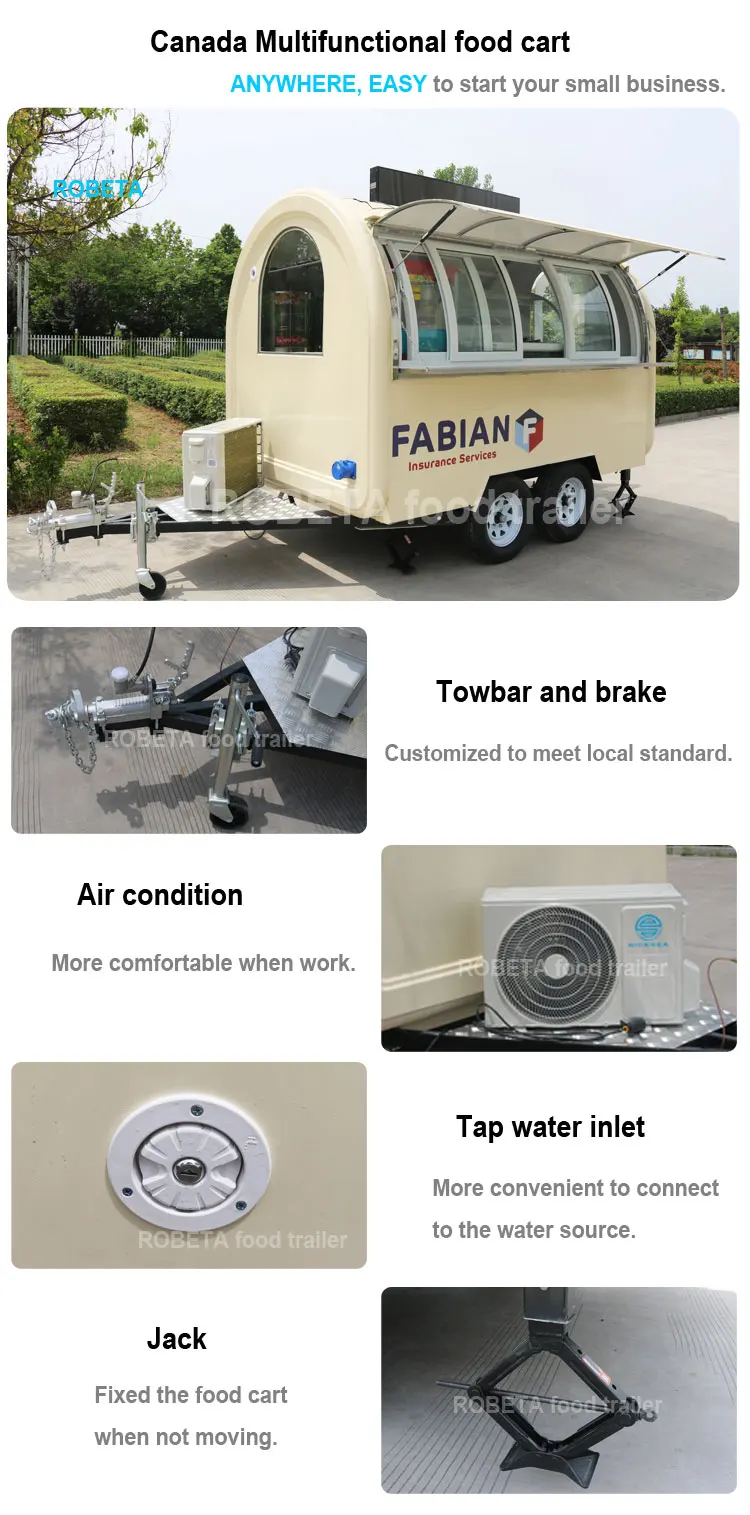 Low Price Ice Cream Cart Fruit Snack Food Truck Mobile Restaurant 3m