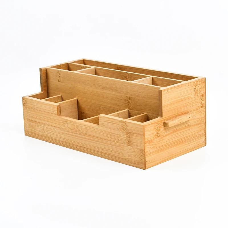 WDF Factory Wholesale wooden desktop storage box document portfolio organizer bamboo desktop organizer for daily office use factory