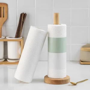 White Embossed Suede Kitchen Towel Eco-Friendly Disposable Cloths for Cleaning Sustainable Woodpulp Polyester Household Lens