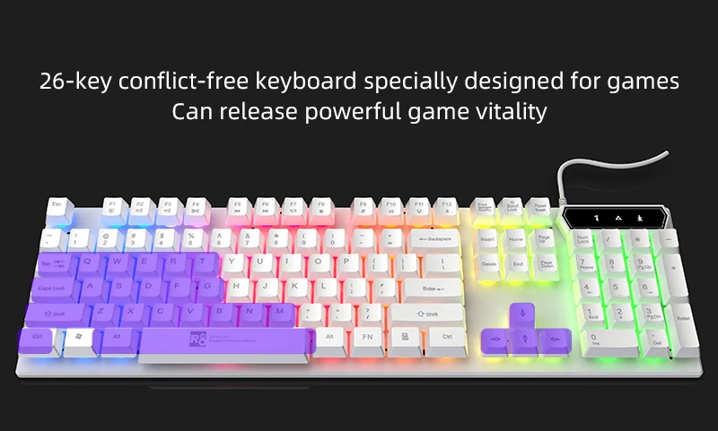 Cool Led Backlit Ergonomic USB Wired Illuminated Keyboard With Floating Keycaps