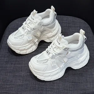 High Quality Thick Soled 9CM Women's Shoes, Women's 2026 Spring/summer New Mesh Rhinestone Casual Sports Shoes