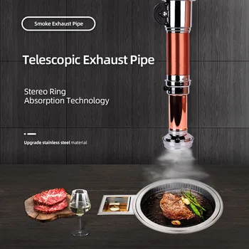 Campana Extractor De Humo Para Parrilla Interior - Telescópica, Estilo Coreano (30.5x30.5x5.5 Cm)