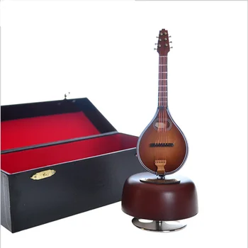 High quality wooden guitar music promotional gift cello rotating music box musical instrument model ornaments