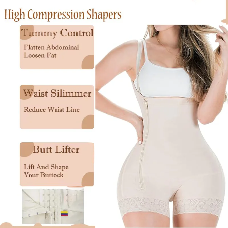 Women Side Zipper Colombian Girdles Post Surgery Gaine BBL Butt Lift Body Shaper Hourglass Girdle Sol Beauty Colombian Original