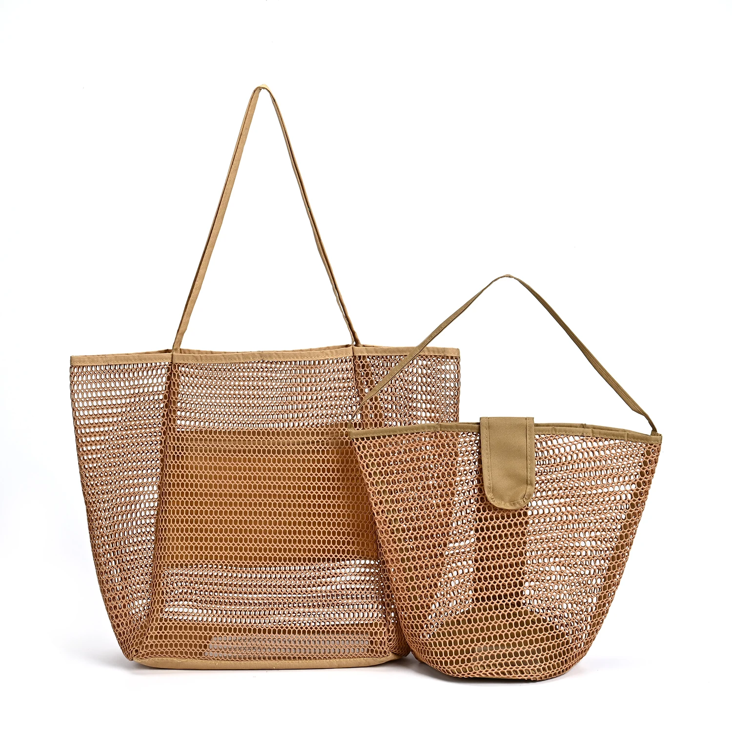 Customizable Summer Mesh Beach Tote Bags Korean Vintage Style Black Red Color Polyester for Women's Travel Bulk Shopping manufacture