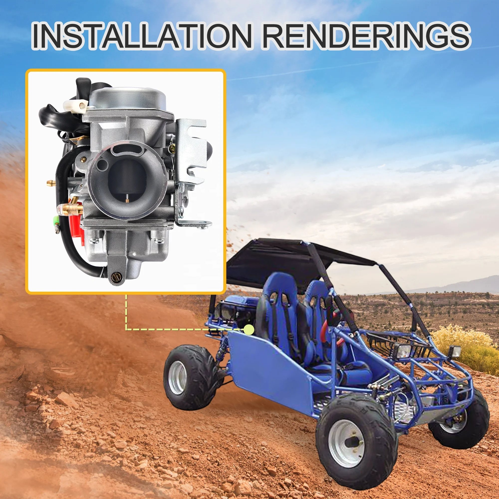 GOOFIT Carburetor Replacement for Helix CN250 Elite CH125 CH150 Hammerhead Jonyer Carter Brother Baja Roketa 250ccTouring Scoote