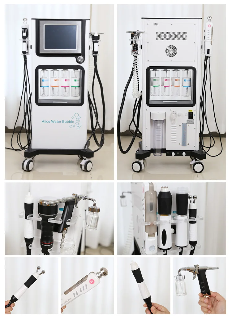 Beauty equipment dermabrasion anti wrinkle 7 in 1 alice super bubble peel oxygen for face rejuvenation