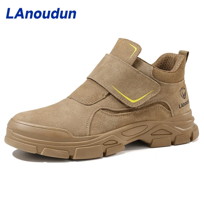 LAnoudun профессиональная мода четыре сезона защитная обувь на резиновой подошве замша холст анти-глажка сварщик безопасные ботинки