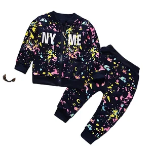2019 Novel Design Casual Comfortable Colorful Graffiti Long Sleeve Spring Autumn Kids Suit Fashion Guangzhou Children Clothes