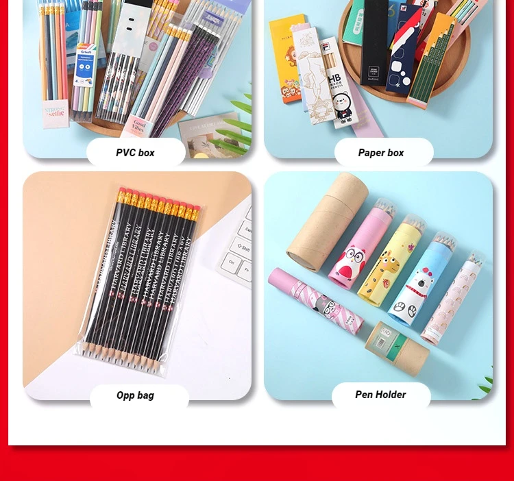 Promotion business office gift custom logo printed custom hb pencils with eraser green pencils pencil pink