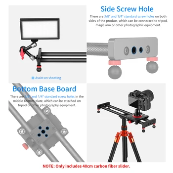 Neewer Camera Slider Carbon Fiber Dolly Rail, 16 Inches/40 Centimeters with 4 Bearings for iPhone & Android Cell Phones detail image